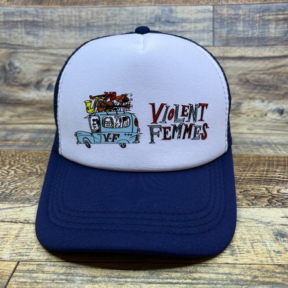Violent Femmes Mens Trucker Hat Navy Snapback 80s Retro Folk Punk Band Cap - Picture 2 of 8